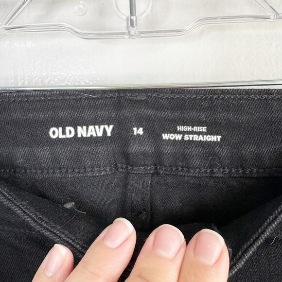 Old Navy High Rise WOW Straight Jeans Stretch 29.5” Inseam NEW Size 14 R Black - Picture 7 of 12
